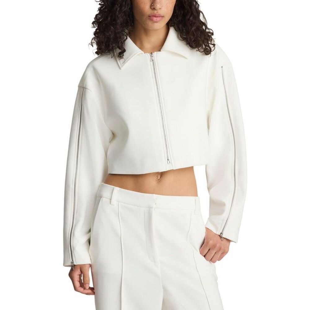 Kenneth Cole Womens  Zip Sleeve Zip-Up Jacket, White